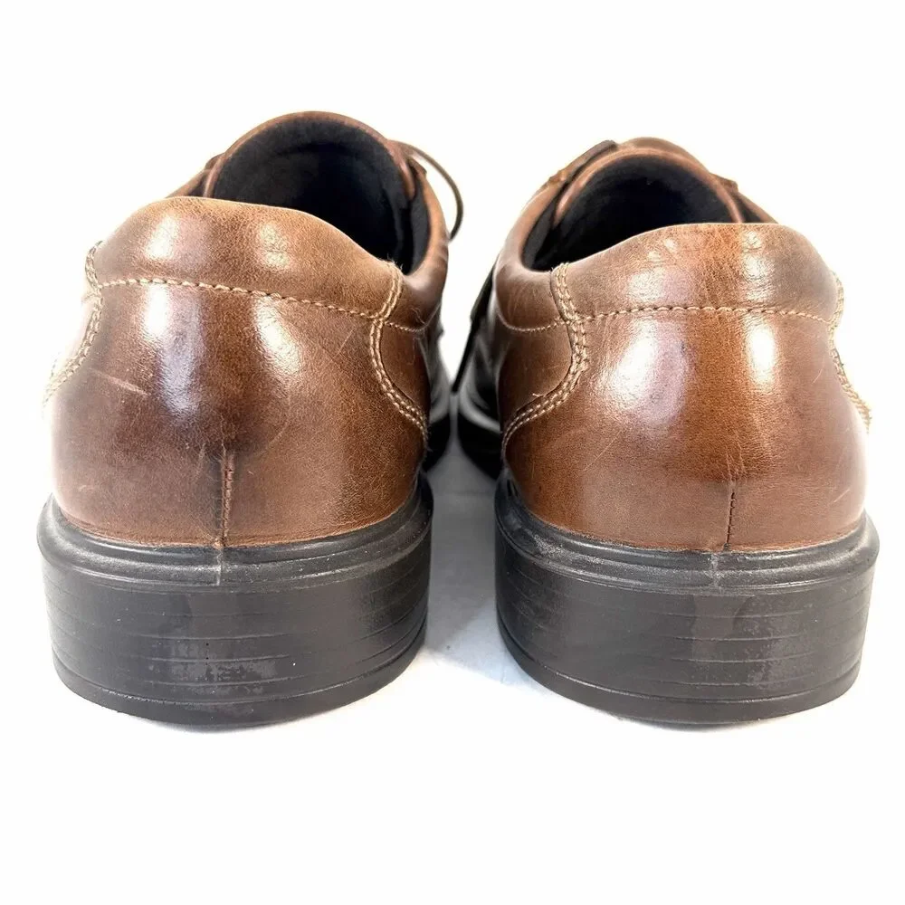 Ecco Helsinki 2 Dress Shoes Men's 44 Oxford Brown Leather Lace Up Comfort